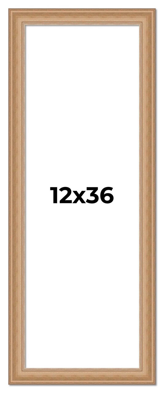 12x36 Weathered Picture Frame with UV-Resistant Acrylic & Acid Free Backing, Available in 5 Finishes - Black, Gold, Red, White, Natural